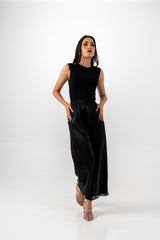 Wide-Leg Shimmer Pant with Elastic Waist