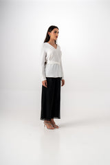 Minimalist Belted Blouse with V-Neckline