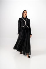 فستان ماكسي فاخر مع جاكيت مطرّز قابل للإزالة