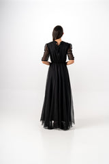 فستان ماكسي فاخر مع جاكيت مطرّز قابل للإزالة