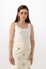 Embellished Midi Skirt with Back Slit