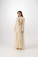 Luxurious Maxi Dress with Removable Embellished Jacket