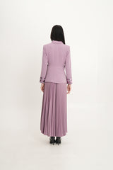 Embellished Wrap Blazer Dress with Pleated Skirt