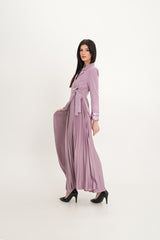 Embellished Wrap Blazer Dress with Pleated Skirt