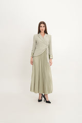 Embellished Wrap Blazer Dress with Pleated Skirt