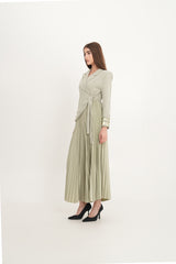 Embellished Wrap Blazer Dress with Pleated Skirt