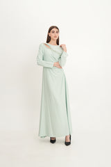 Asymmetrical Beaded Cut-Out Maxi Dress