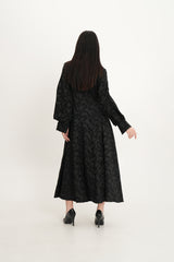 Elegant Jacquard A-Line Dress with Statement Neckline