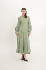 فستان ماكسي بقصة A وخامة جاكار مزينة