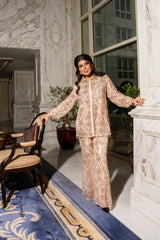 Crystal & Sequin Embellished High-Low Shirt