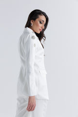 Crystal Embellished Wrap Blazer