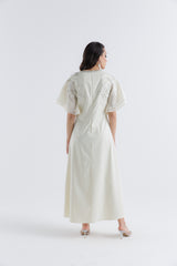 Adorned Flutter-Sleeve Maxi Dress