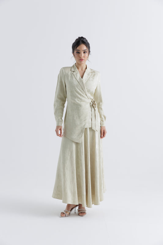 Jacquard Satin Flared Skirt