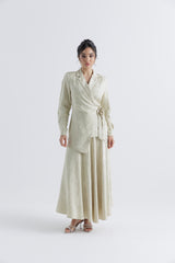 تنورة واسعة من جاكارد الساتان