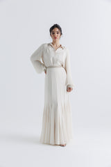 Embellished Waist Pleated Maxi Skirt - Montania Shop