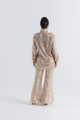 Crystal & Sequin Embellished High-Low Shirt