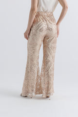 Sequin Wide-Leg Pants with Satin Lining
