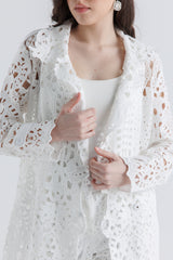 جاكيت طويل من قماش الليزر كَت (الدانتيل المفتوح)