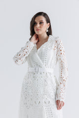 جاكيت طويل من قماش الليزر كَت (الدانتيل المفتوح)