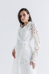 جاكيت طويل من قماش الليزر كَت (الدانتيل المفتوح)