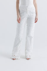 Laser-Cut Wide-Leg Pants