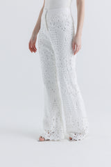 Laser-Cut Wide-Leg Pants
