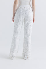Laser-Cut Wide-Leg Pants