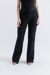 Laser-Cut Wide-Leg Pants
