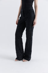 Laser-Cut Wide-Leg Pants
