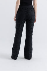 Laser-Cut Wide-Leg Pants