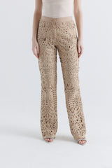 Laser-Cut Wide-Leg Pants