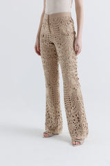 Laser-Cut Wide-Leg Pants