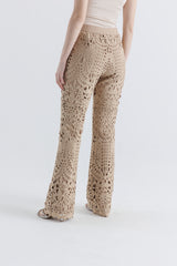 Laser-Cut Wide-Leg Pants