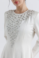 Radiant Crystal-Studded Satin Gown