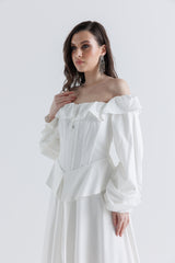 Ruffled Off-Shoulder Corset Maxi Dress