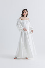 Ruffled Off-Shoulder Corset Maxi Dress