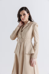 Tailored Belted Long Coat Dress