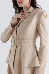 Tailored Belted Long Coat Dress