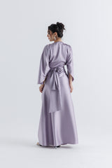 Elegant Wrap-Effect Satin Maxi Dress