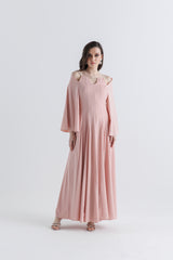 Crystal-Strap Cold Shoulder Gown
