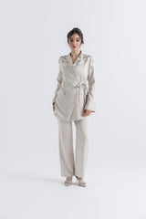 Crystal Embellished Wrap Blazer