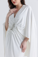 Embellished Cape Kaftan Dress