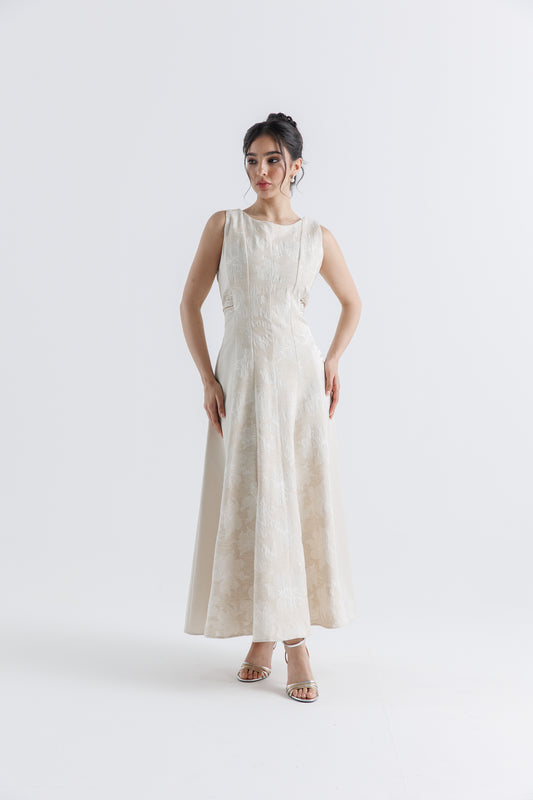 Floral Textured A-Line Jacquard Dress