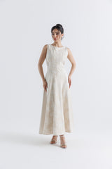 Floral Textured A-Line Jacquard Dress