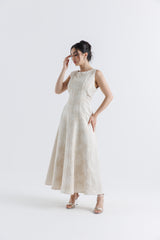 Floral Textured A-Line Jacquard Dress