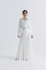 تنورة ماكسي بكسرات وخصر مزين