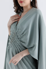 Embellished Cape Kaftan Dress
