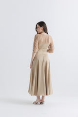 Elegant Satin Dress with Crystal & Net Detailing