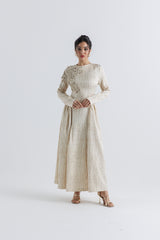 Textured Floral Embroidered A-Line Dress