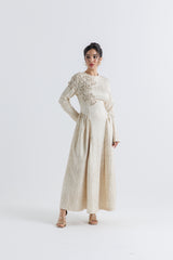 Textured Floral Embroidered A-Line Dress